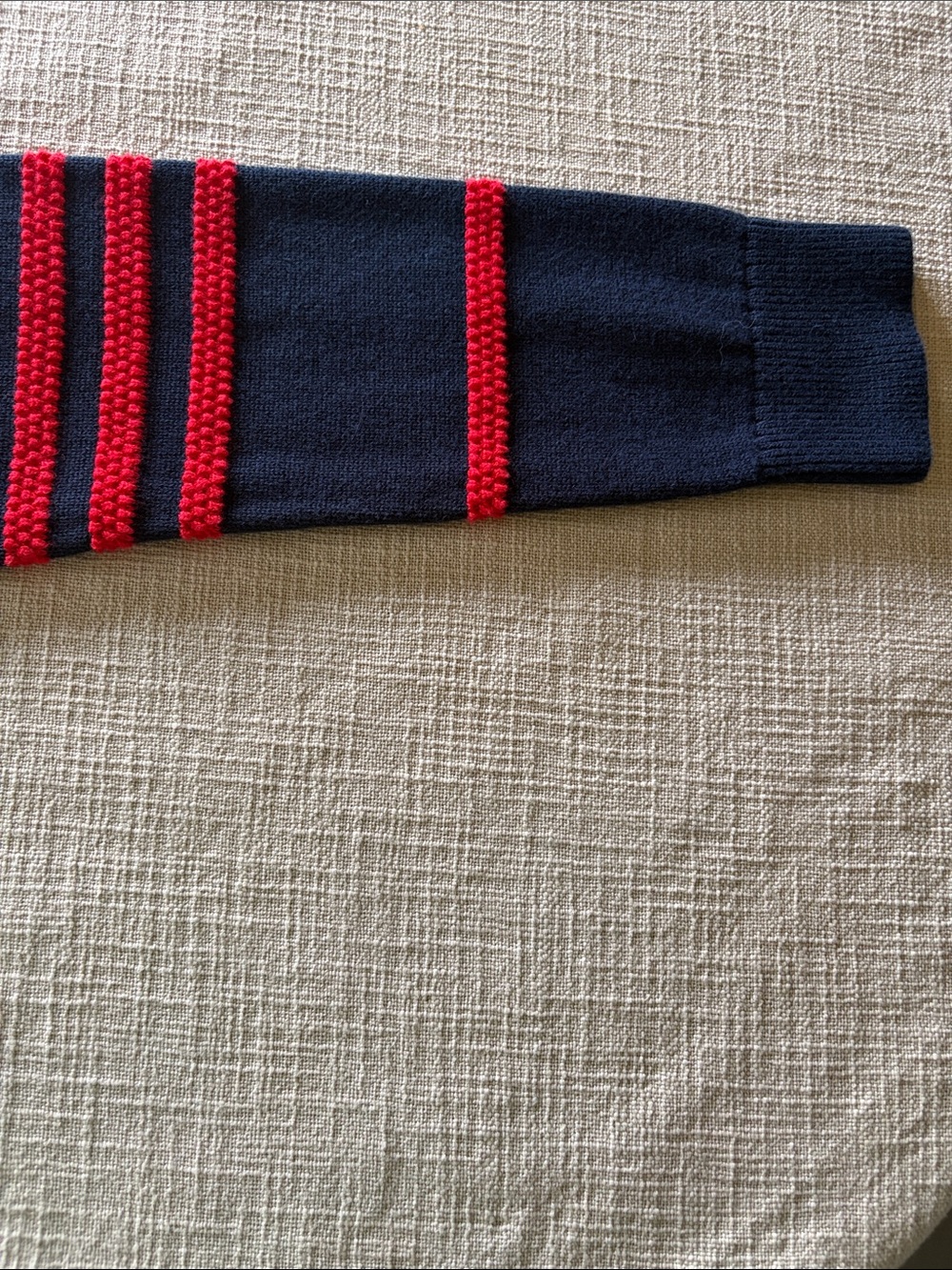 Tommy Hilfiger Red and Navy Striped Crewneck Sweater women Size M - Picture 4 of 6